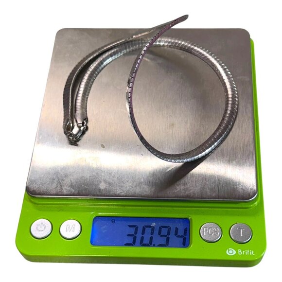 Vintage Classic Milor Italy Sterling Silver 925 Necklace 27G Omega 16” Collar - Picture 7 of 9